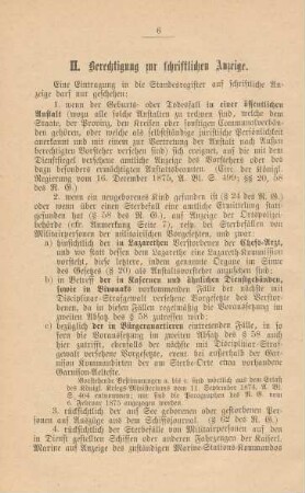 II. Berechtigung zur schriftlichen Anzeige