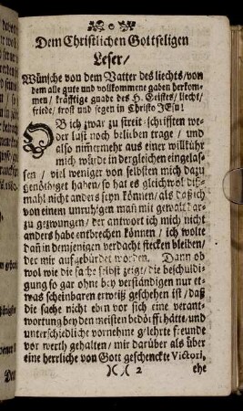Dem Christlichen Gottseligen Leser.