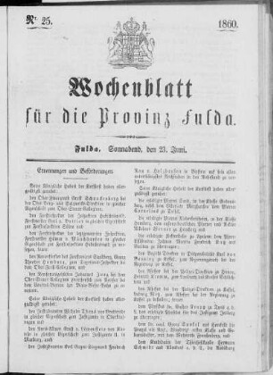 Nr. 25, Ausgabe vom 23. Juni 1860