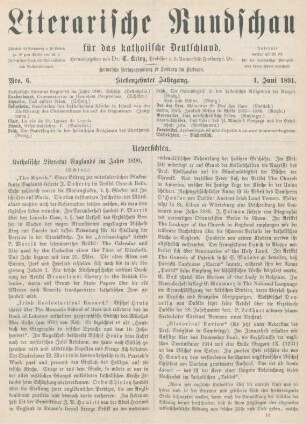 161-166 Katholische Literatur Englands im Jahre 1890 : Schluß