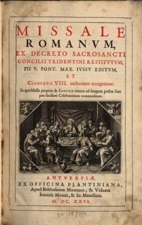 Missale Romanum : ex decreto sacrosancti concilii Tridentini restitutum