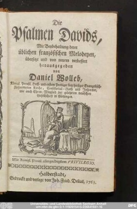 Die Psalmen Davids : Mit Beybehaltung derer üblichen französischen Melodeyen