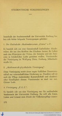 Studentische Vereinigungen.
