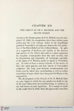 Chapter XII: The Group of Or. S. Michele and the Silver Relief