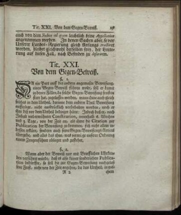 Tit. XXI. Von dem Segen-Beweiß. - Ad Tit. XXV. Von Recognition derer Briefflichen Uhrkunden.