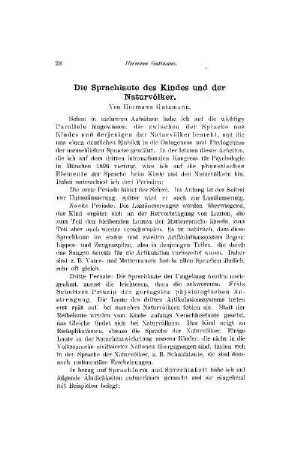 Die Sprachleute des Kindes und der Naturvölker