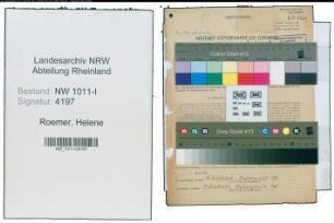Entnazifizierung Helene Roemer , geb. 07.11.1901 (Putzmachermeisterin)