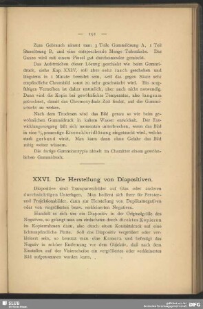 XXVI. Die Herstellung von Diapositiven