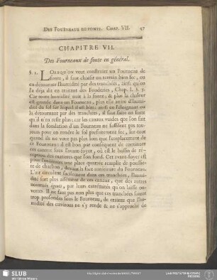 Chapitre VII. Des Fourneaux de fonte en général