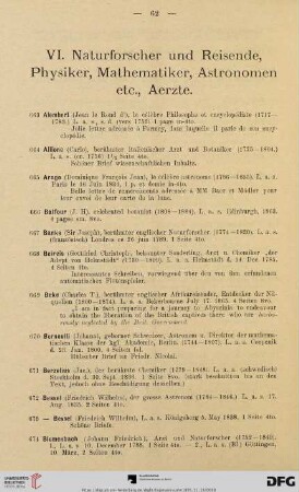 VI. Naturforscher und Reisende, Physiker, Mathematiker, Astronomen etc., Aerzte (Nr. 663 - 748)