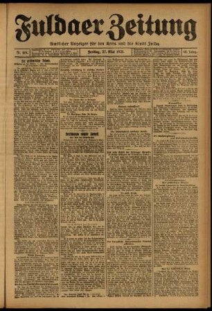 Ausgabe vom Freitag, den 27. Mai 1921.