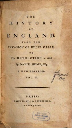 The History Of England : From The Invasion Of Julius Caesar To The Revolution in 1688., 3