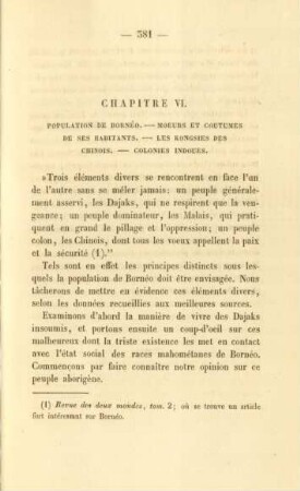 Chapitre VI. Population de Bornéo ...