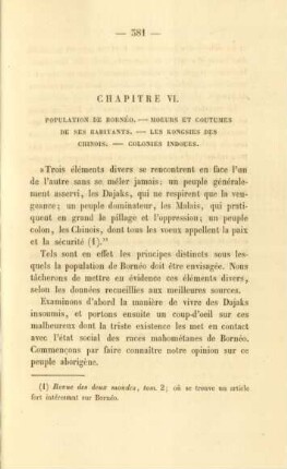 Chapitre VI. Population de Bornéo ...