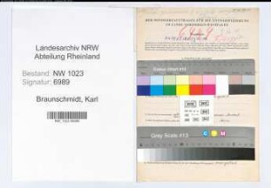 Entnazifizierung Karl Braunschmidt , geb. 06.04.1897 (Lehrer)