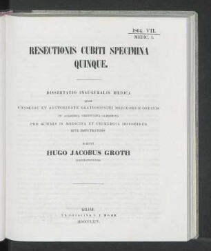 Resectionis Cubiti Specimina Quinque.