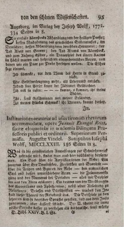 Institutiones oratoriae ad usus tironum rhetorum accommodatae.