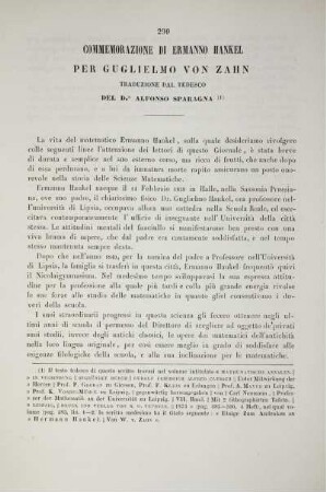 Commemorazione di Ermanno Hankel.