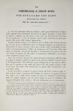 Commemorazione di Ermanno Hankel.