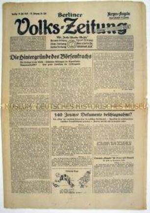 Berliner Volks-Zeitung u.a. zum Konflikt zwischen Großbritannien und der UdSSR