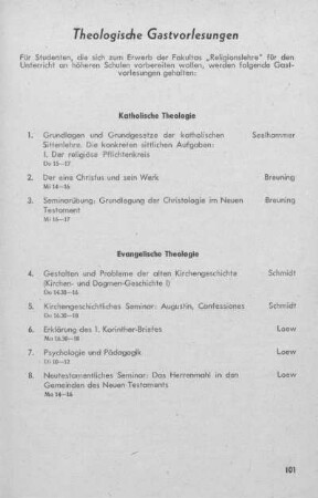 Theologische Gastvorlesungen