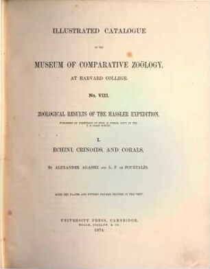 Zoological results of the Hassler expedition, 1. Echini, crinoids, and corals