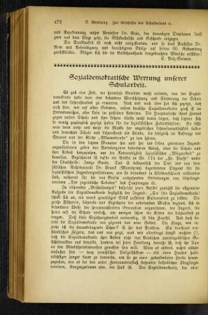 Sozialdemokratische Wertung unserer Schularbeit
