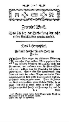 Das I. Hauptstück - Ankunft des Ferdinand Soto in Florida.