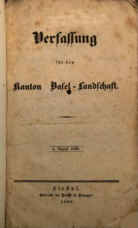 Verfassung für den Kanton Basel-Landschaft : (vom 27. Apr. 1832)