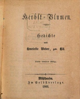 Herbst-Blumen : Gedichte