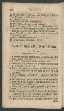 VIIII. An Gemählden Kupferstichen u.s.w.