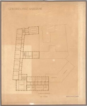 Billing, Hermann; Karlsruhe (Baden-Württemberg); Gewerbeschule - Grundriss 1. OG