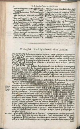 IX Hooftstuck. Van d'Eylanden Oelandt en Godtlandt.