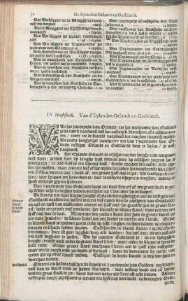 IX Hooftstuck. Van d'Eylanden Oelandt en Godtlandt.