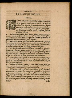 Theses Ethicae: De Mansuetudine.