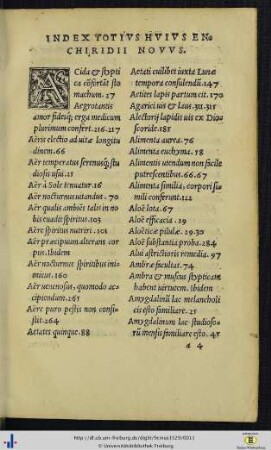 Index totius huius enchiridii novus.