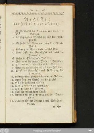 Register des Inhalts der Psalmen.