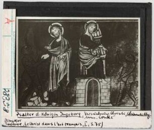 Psalter der Königin Ingeborg: Versuchung Christi. Chantilly, Musée Condé
