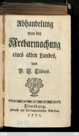 Abhandelung von der Artbarmachung eines alten Landes
