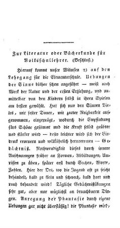 Zur Literatur oder Bücherkunde für Volksschullehrer : (Beschluß)