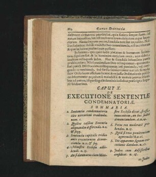 Caput X. De Executione Sententiae Condemnatoriae.