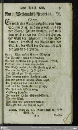 Am 1. Weihnachts-Feyertag. R.