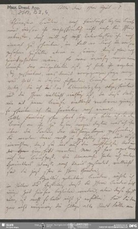 Eigenh. Brief von Dorothea von Schlegel an August Wilhelm von Schlegel, Köln, 19.04.1807