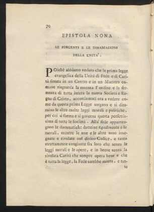 Epistola Nona Le Sorgenti E Le Diramazioni Della Unita'