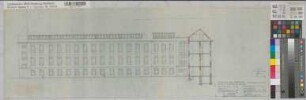 Münster (Münster) Um- und Erweiterungsbau der Chirurgischen Klinik der Universität Bettenflügel links Südansicht 1959 1 : 100 30 x 90 Pause Staatshochbauamt Münster Regierung Münster Nr. 33952