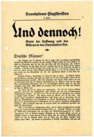 Nationalistische Propagandaschrift der Liga zum Schutze der deutschen Kultur zur Aufrechterhaltung der Moral