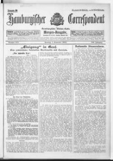 Hamburgischer Correspondent und Hamburgische Börsen-Halle : ältestes Hamburger Handels- u. Börsenbl. ; bedeutendste u. größte Schiffahrts-Zeitung Deutschlands, Morgenausgabe