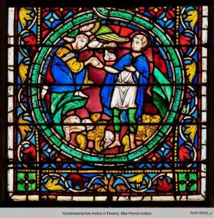 Fenster A-V mit typologischen Szenen : Typologische Fensterbahnen : Daniel in der Löwengrube