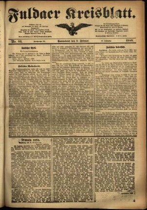 Ausgabe vom Samstag, den 08. Februar 1908.