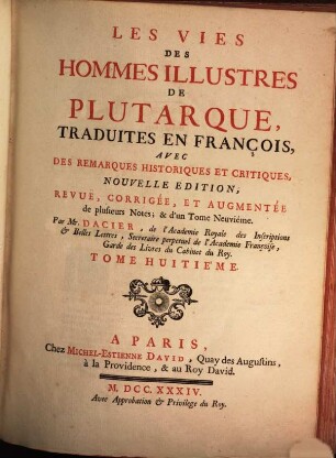 Les Vies Des Hommes Illustres De Plutarque, 8